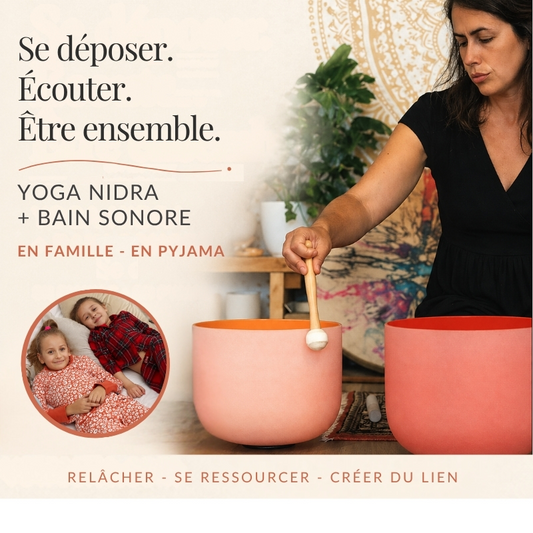 Nidra et bain sonore en famille en pyjama